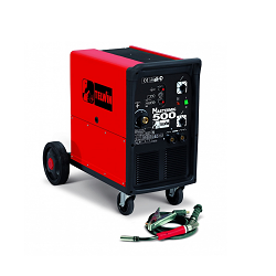 <p> Telwin Mastermig 500 — промышленный полуавтомат для проведения сварочных работ различными методами: сварка проволокой в среде защитного газа, сварка порошковой проволокой, а также Mig пайки. Аппарат Telwin Mastermig 500 можно использовать с различными материалами, такими как сталь, нержавеющая сталь, алюминий и т.д.<br />
<br />
Отличительные особенности данного полуавтомата:<br />
— Наличие в комплектации принадлежностей для сварки<br />
— Выносной 4-х роликовый механизм для подачи проволоки<br />
— Возможность сварки точками с регулировкой времени сварки<br />
— Регулировка напряжения сварочной дуги<br />
— Возможность применения шланг-пакета длиной 10 метров</p>